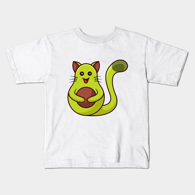 Avocado and cat Kids T-Shirt by mouze_art